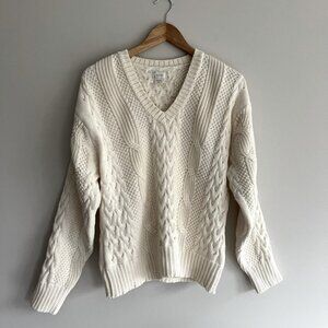 ALPS Women's Cream Cable Knit Sweater Extra Large